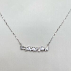 Sterling Silver Emerald Cut Cubic Zirconia Pendant Necklace